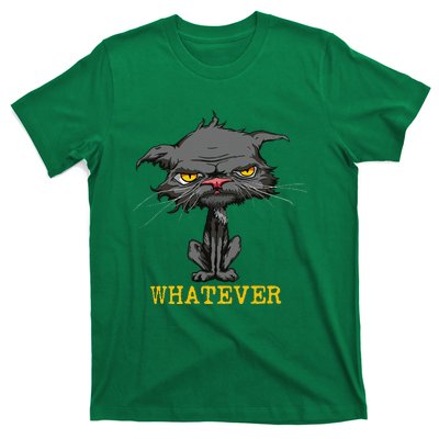 Whatever Angry Cat Funny Sarcastic Bored Cat Lovers Meh T-Shirt