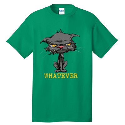 Whatever Angry Cat Funny Sarcastic Bored Cat Lovers Meh Tall T-Shirt