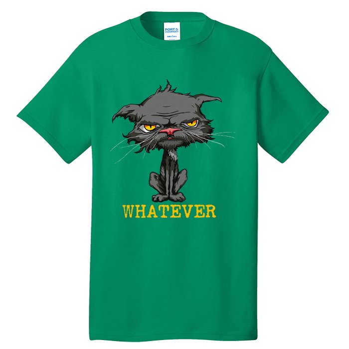 Whatever Angry Cat Funny Sarcastic Bored Cat Lovers Meh Tall T-Shirt