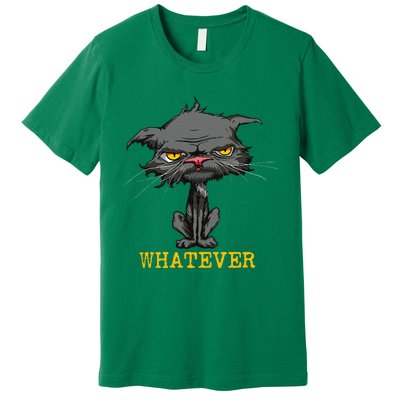 Whatever Angry Cat Funny Sarcastic Bored Cat Lovers Meh Premium T-Shirt