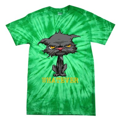 Whatever Angry Cat Funny Sarcastic Bored Cat Lovers Meh Tie-Dye T-Shirt