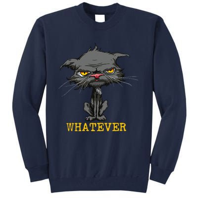 Whatever Angry Cat Funny Sarcastic Bored Cat Lovers Meh Tall Sweatshirt