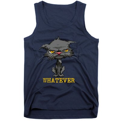 Whatever Angry Cat Funny Sarcastic Bored Cat Lovers Meh Tank Top