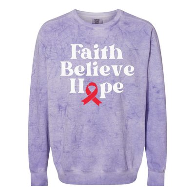 World Aids Day Red Ribbon Faith Believe Aids Support Gifts Colorblast Crewneck Sweatshirt