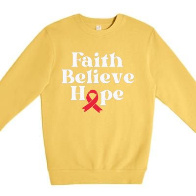 World Aids Day Red Ribbon Faith Believe Aids Support Gifts Premium Crewneck Sweatshirt