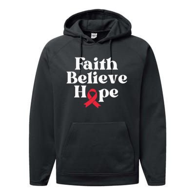 World Aids Day Red Ribbon Faith Believe Aids Support Gifts Performance Fleece Hoodie