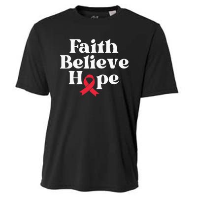 World Aids Day Red Ribbon Faith Believe Aids Support Gifts Cooling Performance Crew T-Shirt