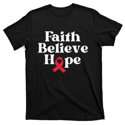 World Aids Day Red Ribbon Faith Believe Aids Support Gifts T-Shirt