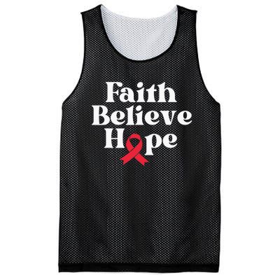 World Aids Day Red Ribbon Faith Believe Aids Support Gifts Mesh Reversible Basketball Jersey Tank