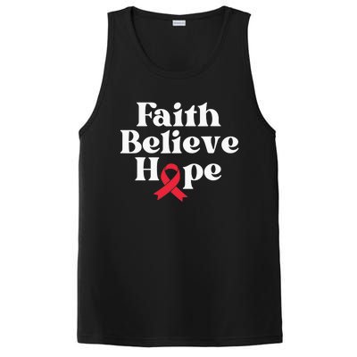 World Aids Day Red Ribbon Faith Believe Aids Support Gifts PosiCharge Competitor Tank