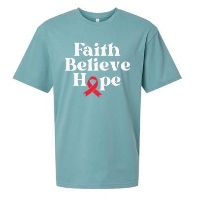 World Aids Day Red Ribbon Faith Believe Aids Support Gifts Sueded Cloud Jersey T-Shirt