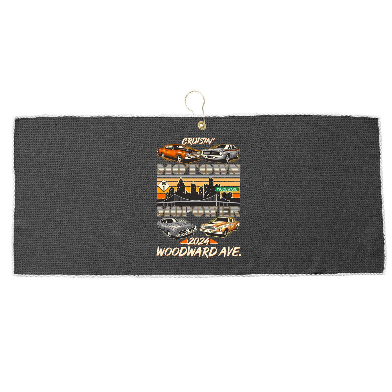 Woodward Ave Cruise Motown Mopower 2024 Large Microfiber Waffle Golf Towel