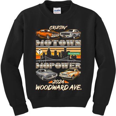 Woodward Ave Cruise Motown Mopower 2024 Kids Sweatshirt