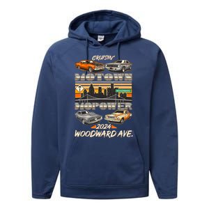 Woodward Ave Cruise Motown Mopower 2024 Performance Fleece Hoodie