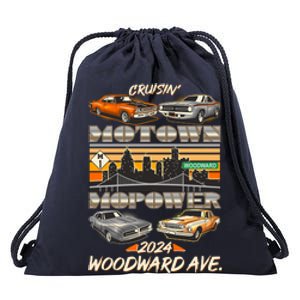 Woodward Ave Cruise Motown Mopower 2024 Drawstring Bag