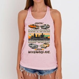 Woodward Ave Cruise Motown Mopower 2024 Women's Knotted Racerback Tank