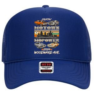 Woodward Ave Cruise Motown Mopower 2024 High Crown Mesh Back Trucker Hat