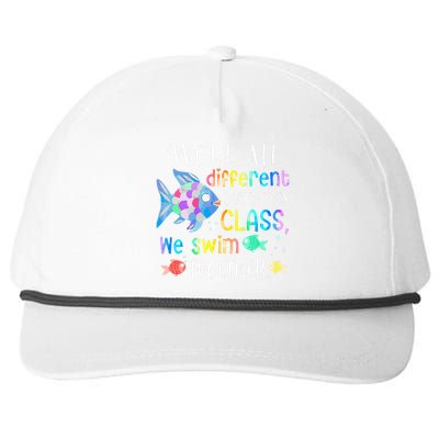 We're all different but in this class we swim together Teach Snapback Five-Panel Rope Hat