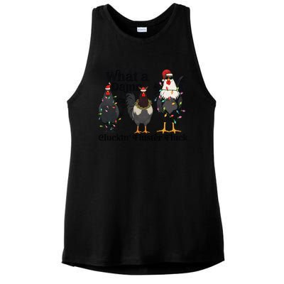 What A Damn Cluckin Fluster Fluck Christmas Chicken Ladies PosiCharge Tri-Blend Wicking Tank