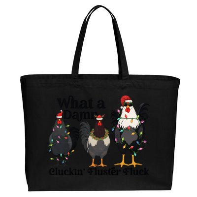 What A Damn Cluckin Fluster Fluck Christmas Chicken Cotton Canvas Jumbo Tote