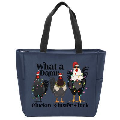 What A Damn Cluckin Fluster Fluck Christmas Chicken Zip Tote Bag