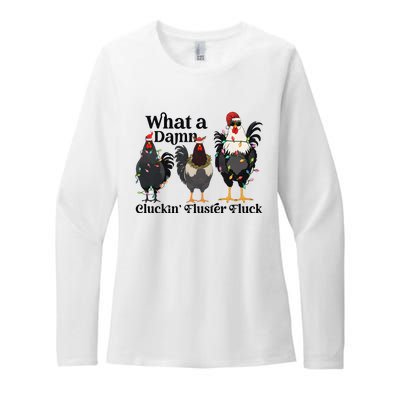 What A Damn Cluckin Fluster Fluck Christmas Chicken Womens CVC Long Sleeve Shirt