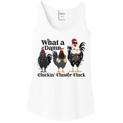 What A Damn Cluckin Fluster Fluck Christmas Chicken Ladies Essential Tank