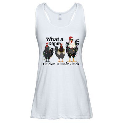 What A Damn Cluckin Fluster Fluck Christmas Chicken Ladies Essential Flowy Tank