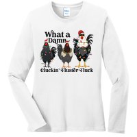 What A Damn Cluckin Fluster Fluck Christmas Chicken Ladies Long Sleeve Shirt