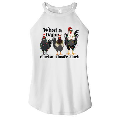 What A Damn Cluckin Fluster Fluck Christmas Chicken Women's Perfect Tri Rocker Tank