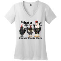 What A Damn Cluckin Fluster Fluck Christmas Chicken Women's V-Neck T-Shirt