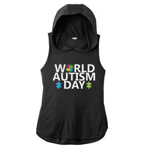 World Autism Day April 2nd Autistic Awareness Puzzle Ladies PosiCharge Tri-Blend Wicking Draft Hoodie Tank