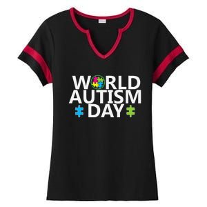 World Autism Day April 2nd Autistic Awareness Puzzle Ladies Halftime Notch Neck Tee