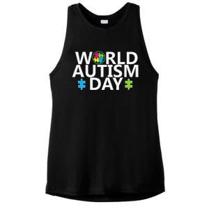 World Autism Day April 2nd Autistic Awareness Puzzle Ladies PosiCharge Tri-Blend Wicking Tank