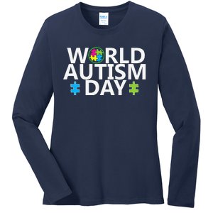 World Autism Day April 2nd Autistic Awareness Puzzle Ladies Long Sleeve Shirt