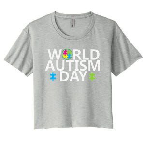 World Autism Day April 2nd Autistic Awareness Puzzle Women's Crop Top Tee