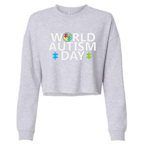 World Autism Day April 2nd Autistic Awareness Puzzle Cropped Pullover Crew