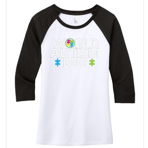 World Autism Day April 2nd Autistic Awareness Puzzle Women's Tri-Blend 3/4-Sleeve Raglan Shirt