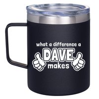 What A Difference A Dave Makes Gift Funny Saying David Gift 12oz Stainless Steel Coffee Mug