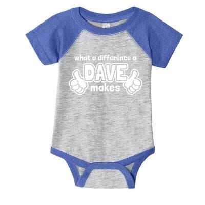 What A Difference A Dave Makes Gift Funny Saying David Gift Infant Baby Jersey Bodysuit