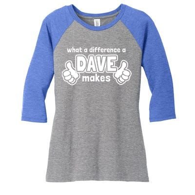 What A Difference A Dave Makes Gift Funny Saying David Gift Women's Tri-Blend 3/4-Sleeve Raglan Shirt