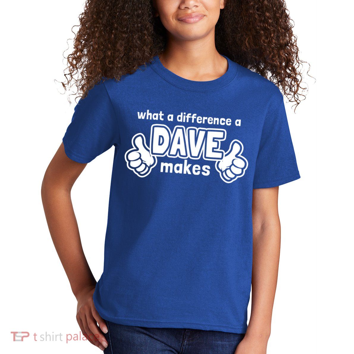What A Difference A Dave Makes Gift Funny Saying David Gift Kids T-Shirt