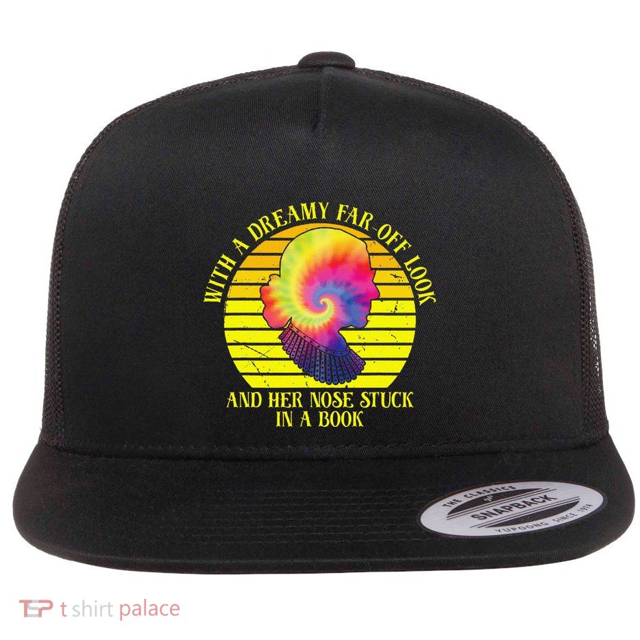 With A Dreamy Faroff Look And Her Nose Stuck Design Flat Bill Trucker Hat