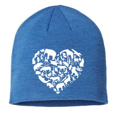 World Animals Day Love Heart Graphic Icon Planet Earth Day Funny Gift Sustainable Beanie