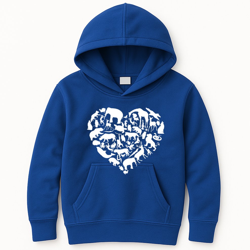 World Animals Day Love Heart Graphic Icon Planet Earth Day Funny Gift Kids Hoodie