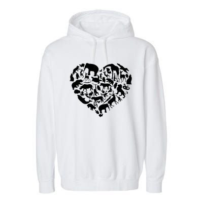 World Animals Day Love Heart Graphic Icon Planet Earth Day Funny Gift Garment-Dyed Fleece Hoodie