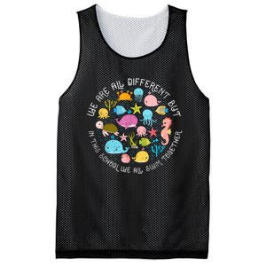 We Are Different But In This School We All Swim Together Mesh Reversible Basketball Jersey Tank