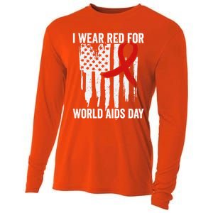 World Aids Day Hope Hiv Red Ribbon Aids Awareness Matching Cool Gift Cooling Performance Long Sleeve Crew