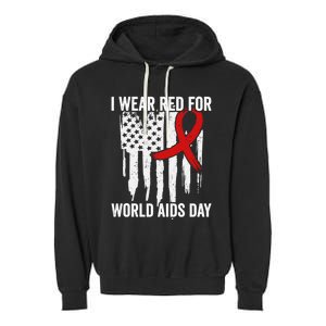 World Aids Day Hope Hiv Red Ribbon Aids Awareness Matching Cool Gift Garment-Dyed Fleece Hoodie