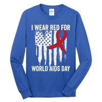 World Aids Day Hope Hiv Red Ribbon Aids Awareness Matching Cool Gift Tall Long Sleeve T-Shirt